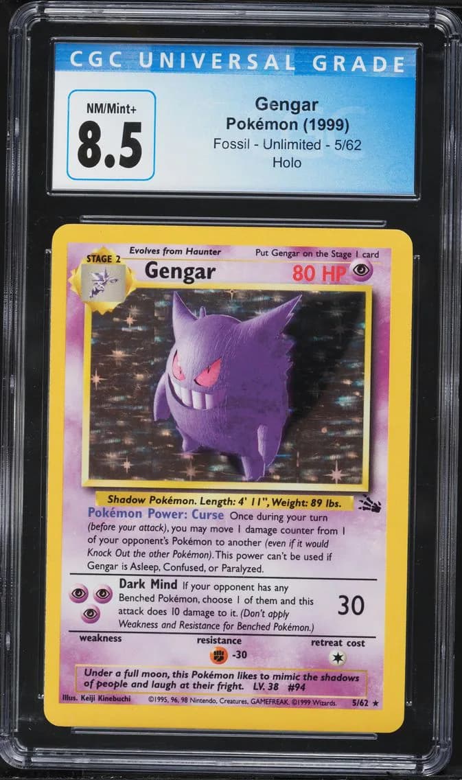 Gengar-Holo, Fossil - Unlimited, CGC 8.5