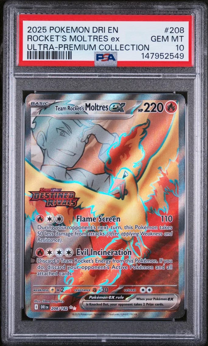 Team Rocket's Moltres EX, Destined Rivals, PSA 10