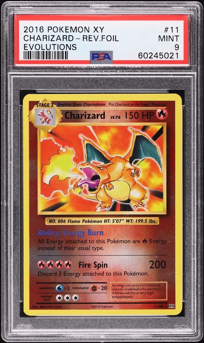 Charizard-Reverse Foil, XY Evolutions, PSA 9