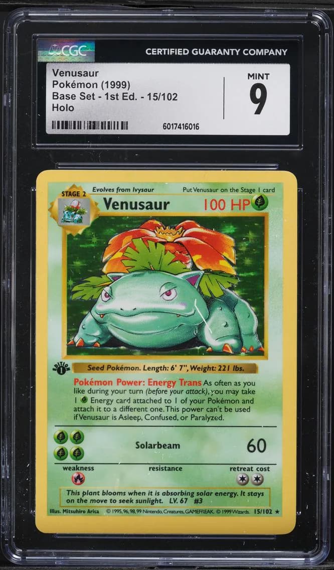 Venusaur-Holo 1st Edition, Base Set - 1st Edition, CGC 9