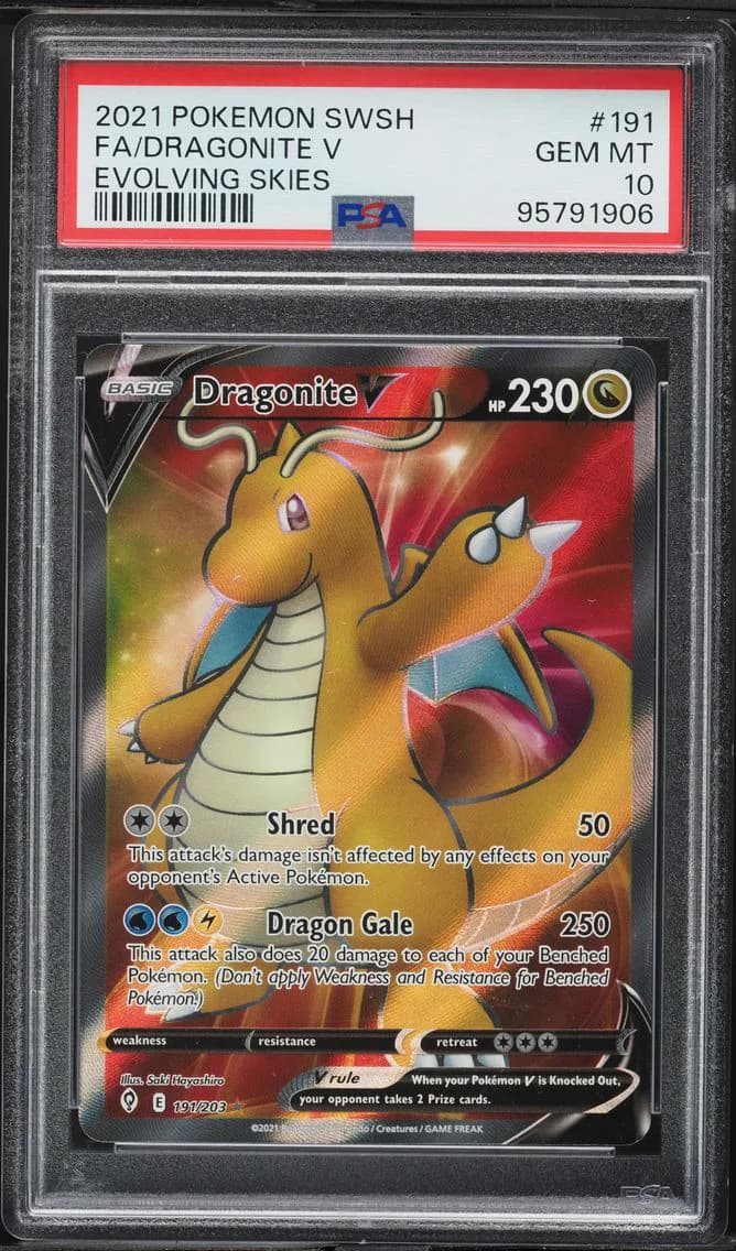 Dragonite V, Sword & Shield Evolving Skies, PSA 10