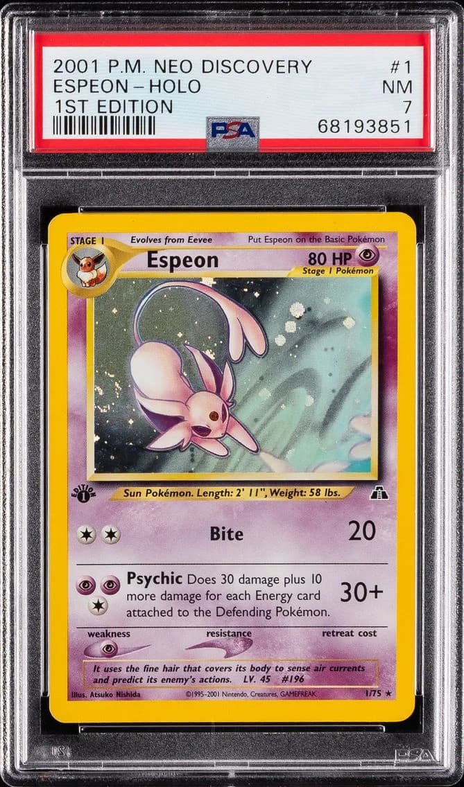 Espeon-Holo, Neo Discovery, PSA 7