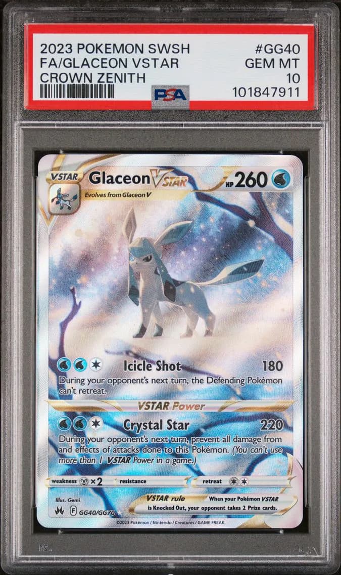 Glaceon VSTAR, Sword and Shield Crown Zenith, PSA 10