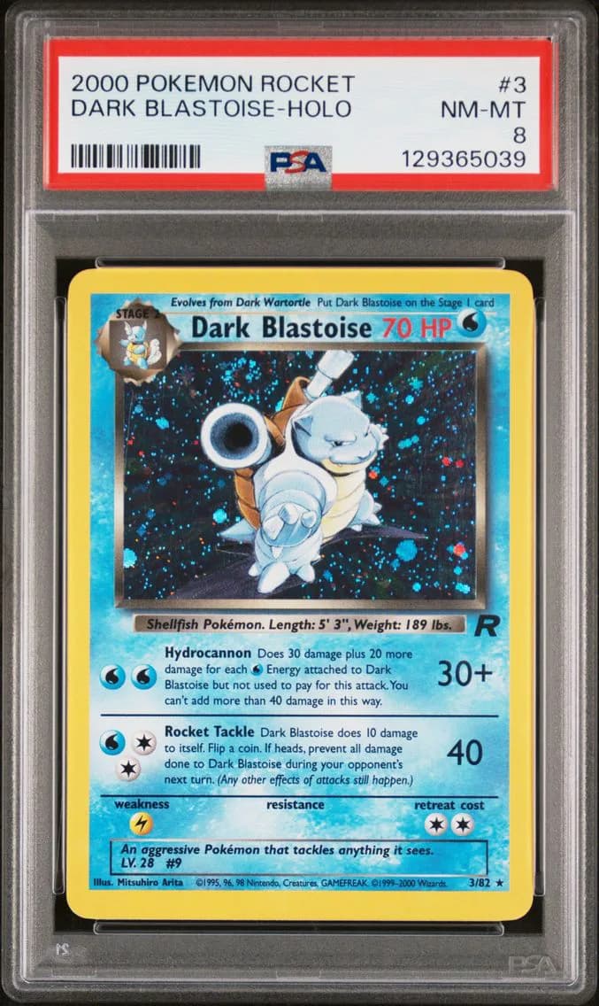 Dark Blastoise-Holo, Rocket, PSA 8