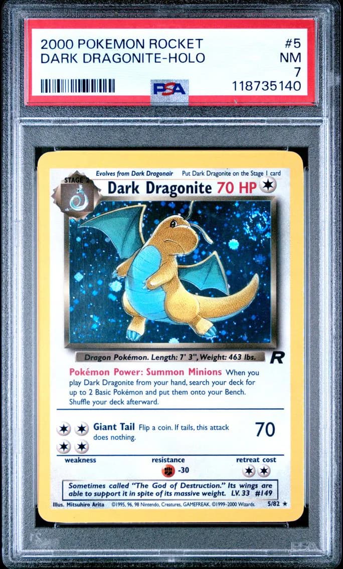 Dark Dragonite-Holo, Rocket, PSA 7