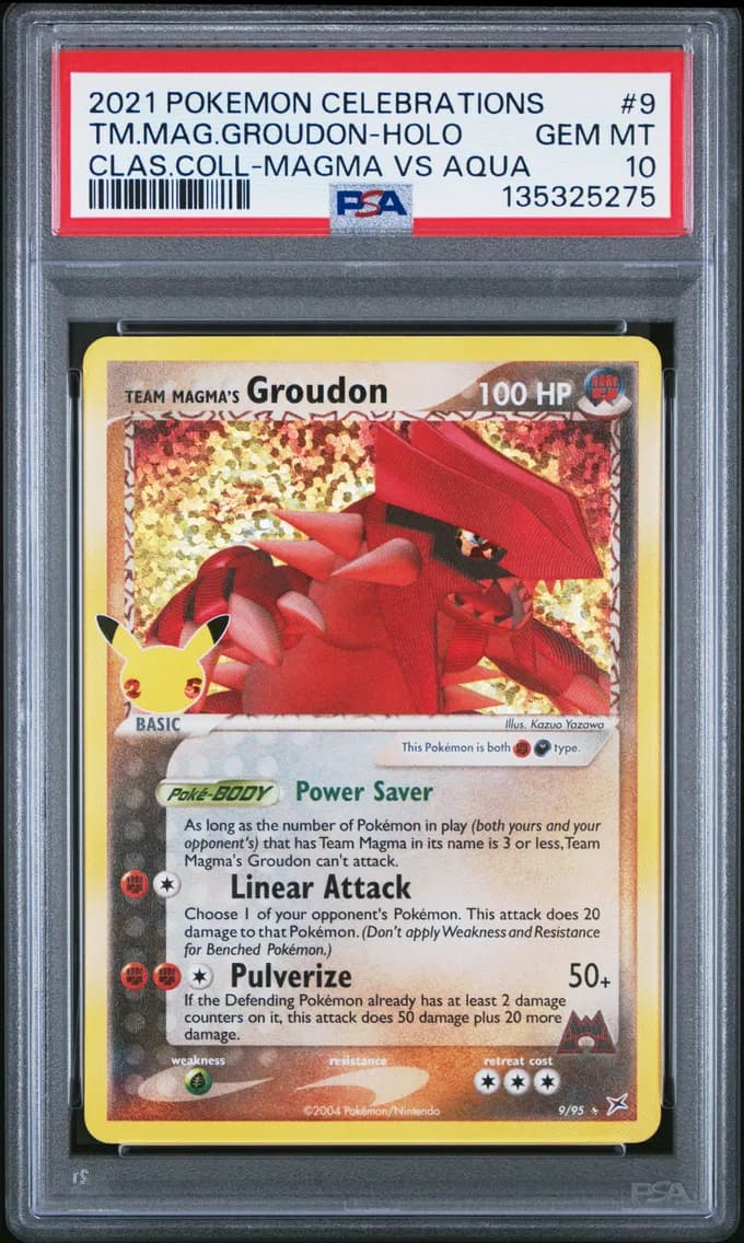 Team Magma's Groudon-Holo, Celebrations Classic Collection, PSA 10