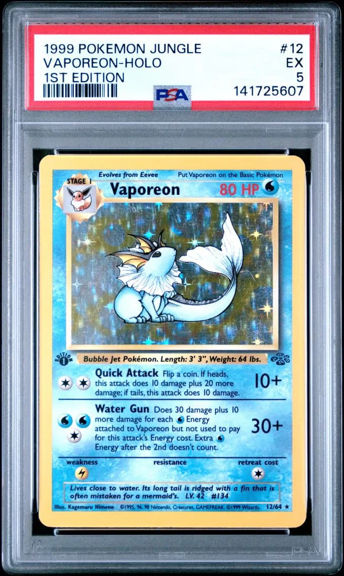 Vaporeon-Holo 1st Edition, Jungle, PSA 5