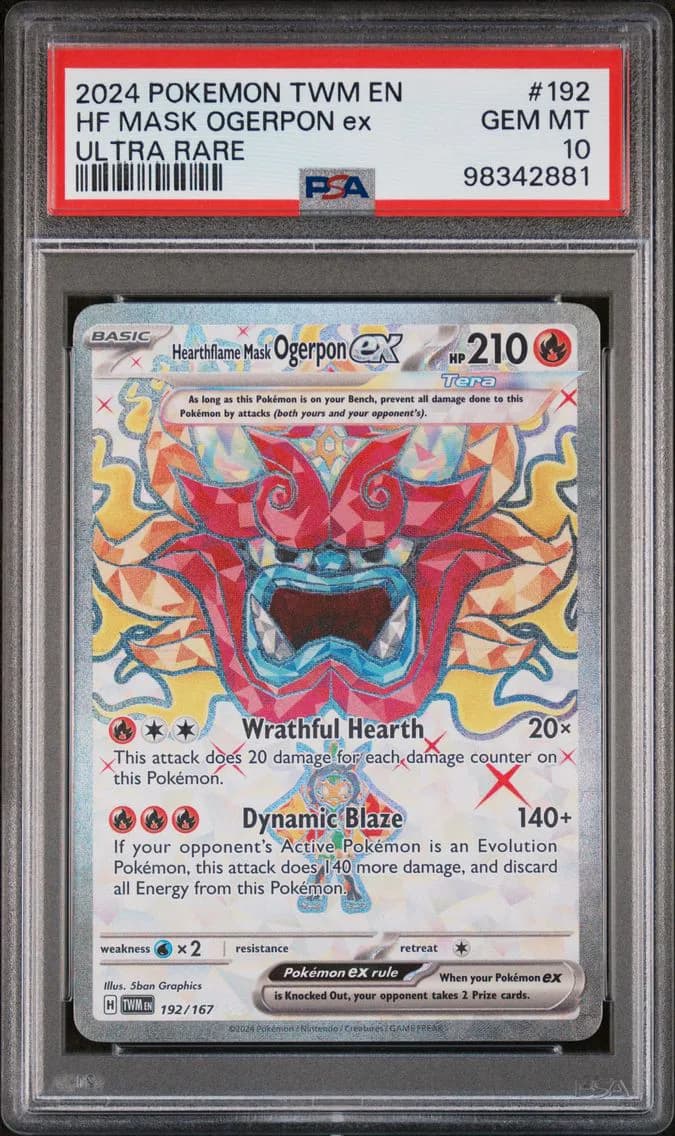 Hearthflame Mask Ogerpon EX, Twilight Masquerade, PSA 10