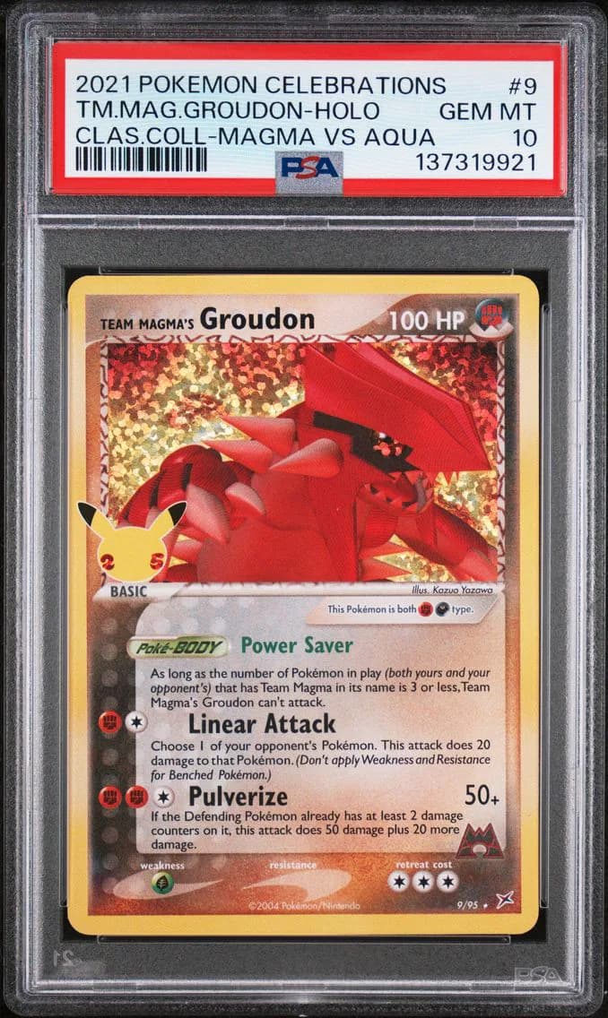 Team Magma's Groudon-Holo, Celebrations Classic Collection, PSA 10