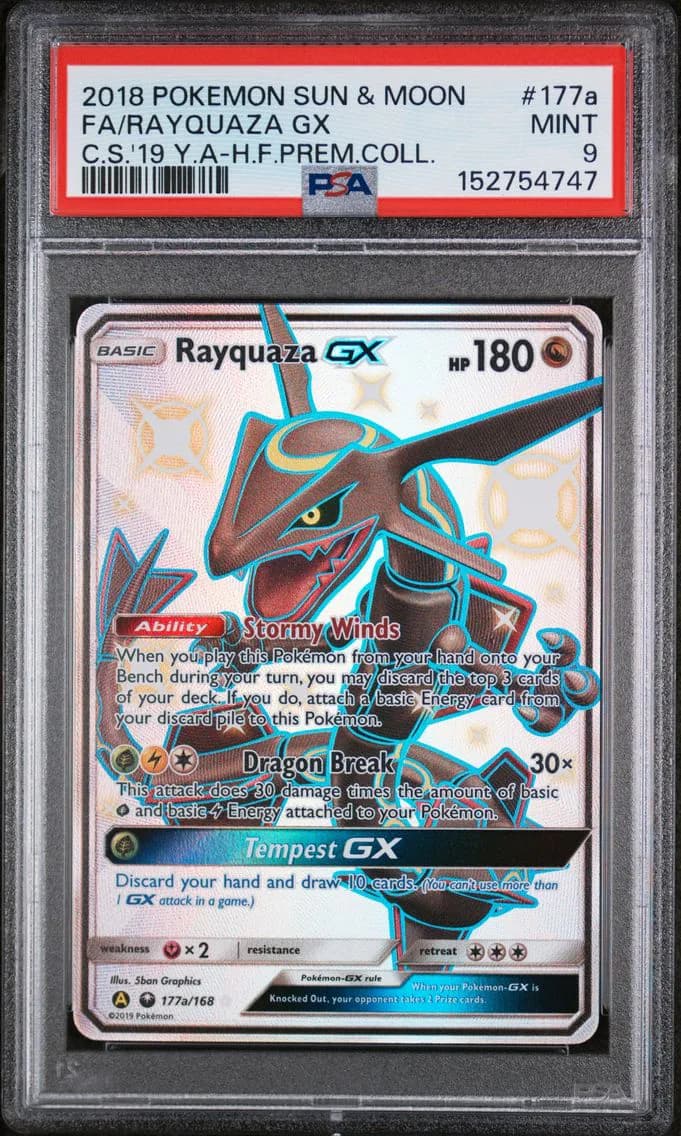Rayquaza GX, Sun & Moon Celestial Storm, PSA 9