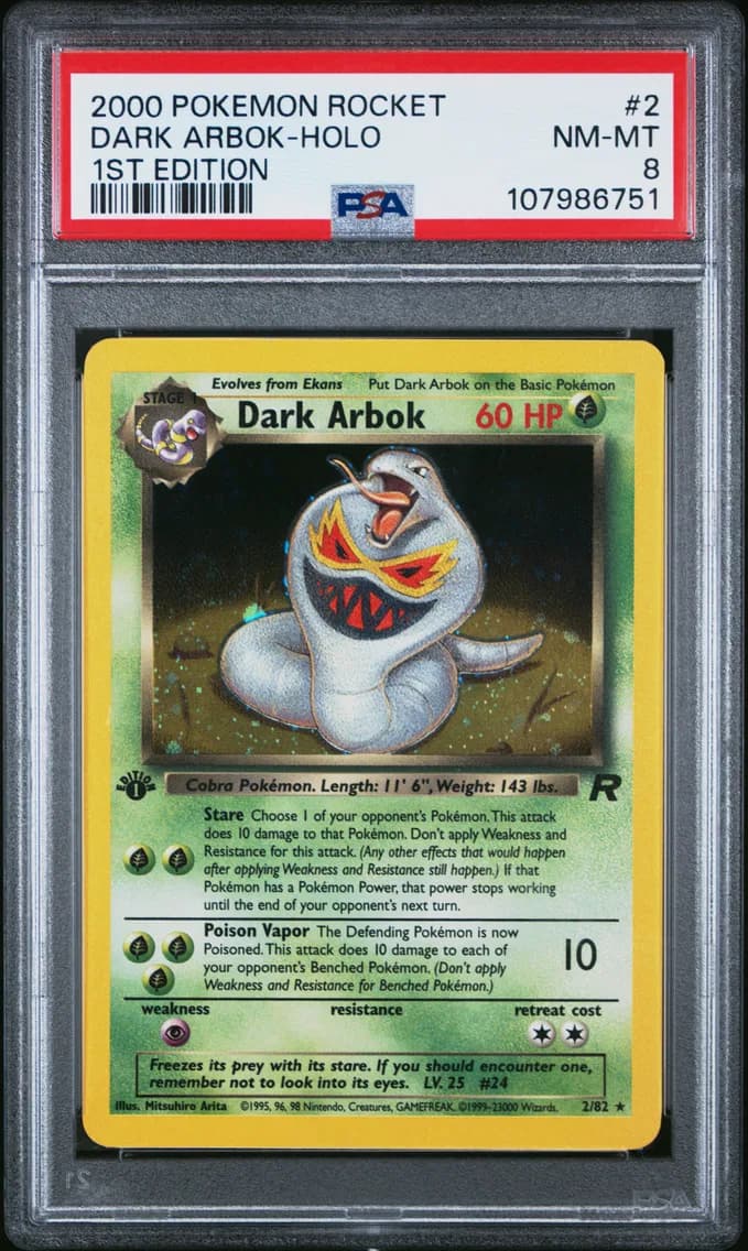 Dark Arbok-Holo 1st Edition, Rocket, PSA 8