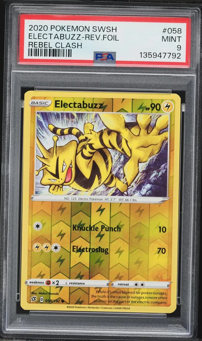 Electabuzz-Reverse Foil, Sword & Shield Rebel Clash, PSA 9