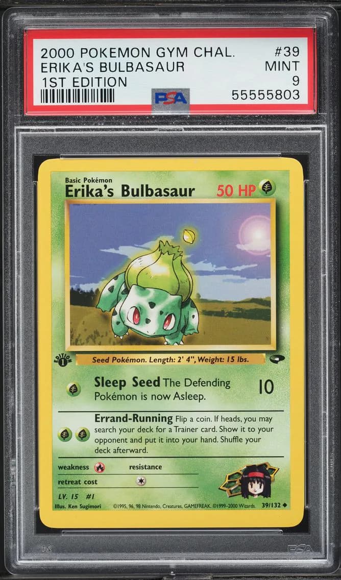Erika's Bulbasaur 1st Edition, Gym Challenge, PSA 9