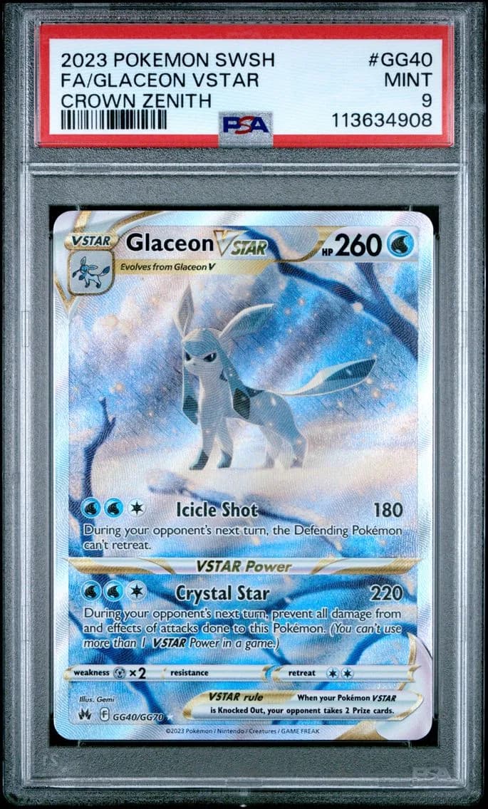 Glaceon VSTAR, Sword and Shield Crown Zenith, PSA 9