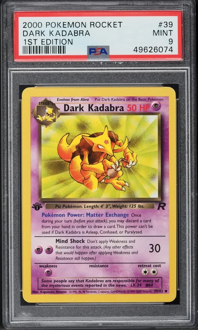 Dark Kadabra, Rocket, PSA 9