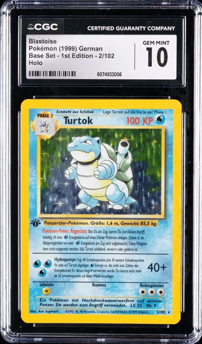 Turtok-Holo 1st Edition, Base Set - 1st Edition - German, CGC 10