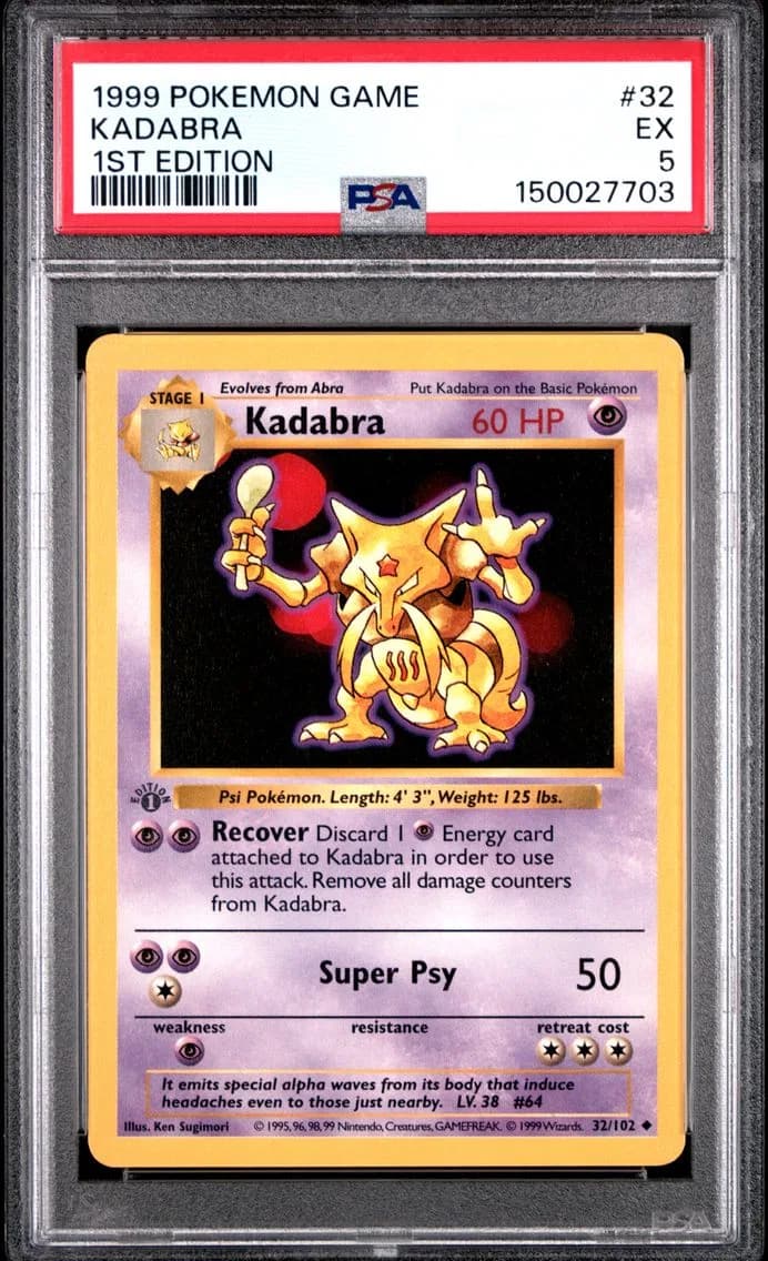Kadabra 1st Edition, Game, PSA 5