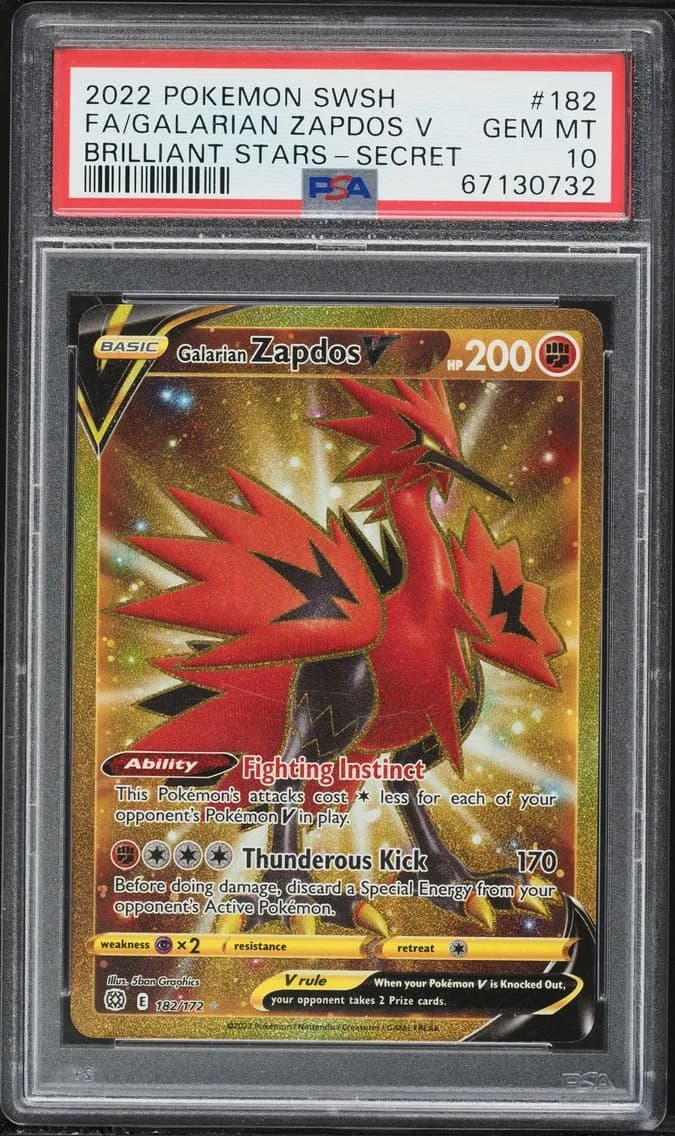 Galarian Zapdos V, Sword & Shield Brilliant Stars, PSA 10