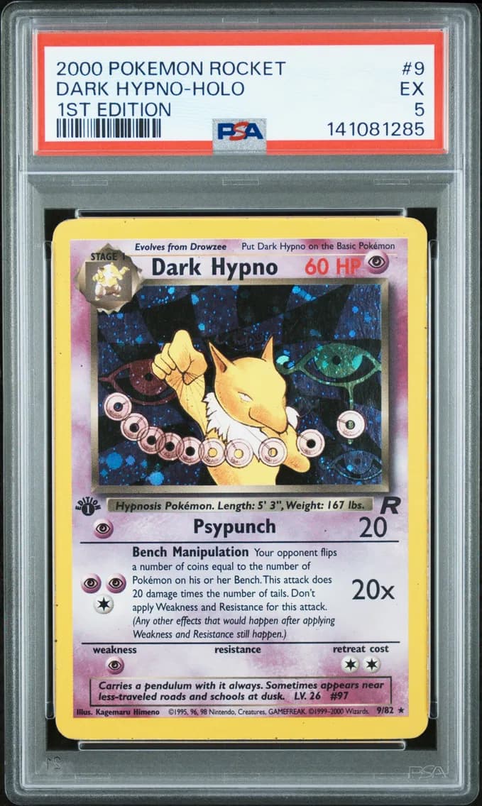 Dark Hypno-Holo 1st Edition, Rocket, PSA 5