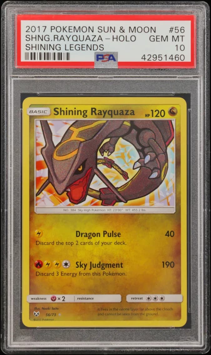 Shining Rayquaza-Holo, Sun & Moon Shining Legends, PSA 10