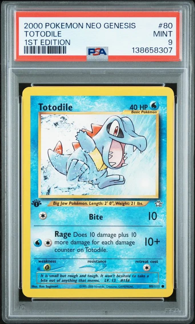 Totodile, Neo Genesis 1st Edition, PSA 9