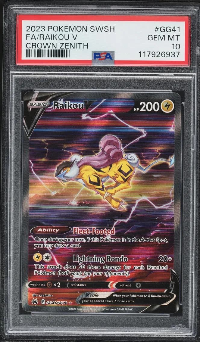 Raikou V, Sword and Shield Crown Zenith, PSA 10