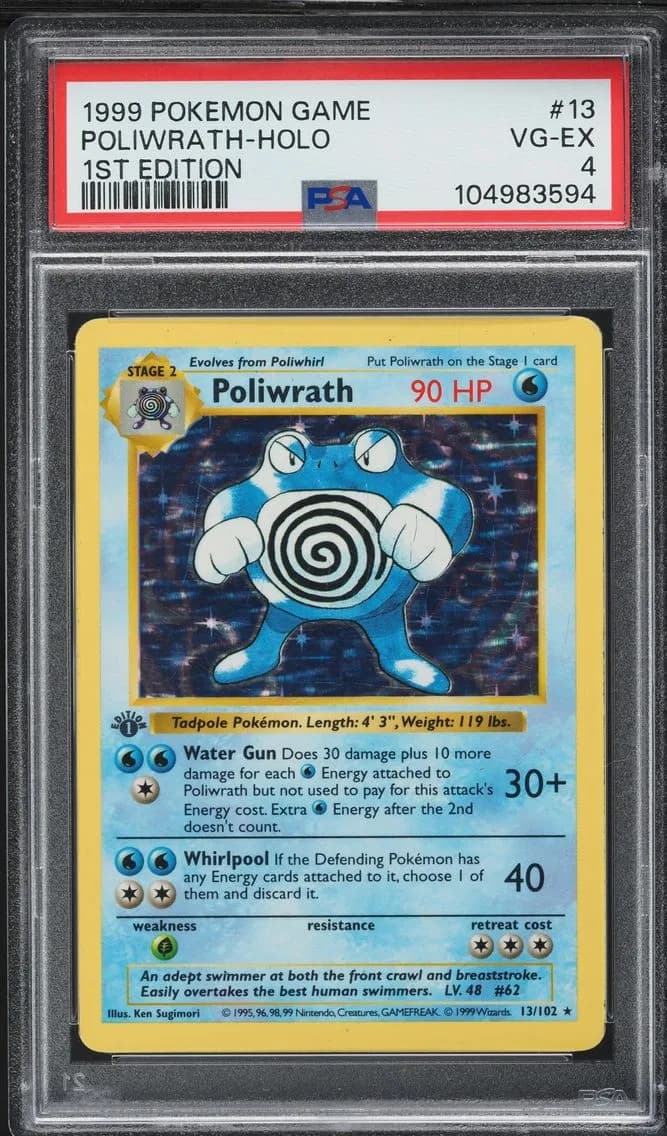 Poliwrath-Holo 1st Edition, Game, PSA 4
