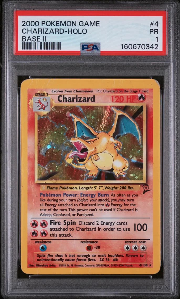 Charizard-Holo, Game Base II, PSA 1