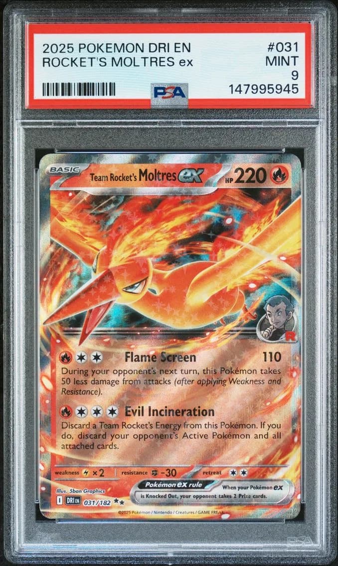 ROCKET'S MOLTRES ex, Destined Rivals, PSA 9