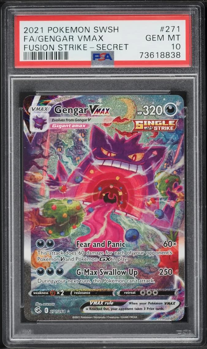 Gengar VMAX, Sword & Shield Fusion Strike, PSA 10