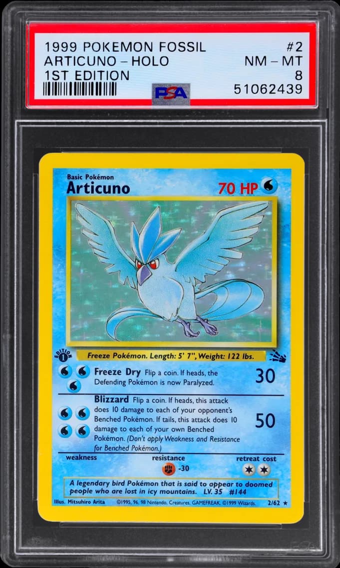 Fossil 1st Edition Holo Articuno, Fossil, PSA 8
