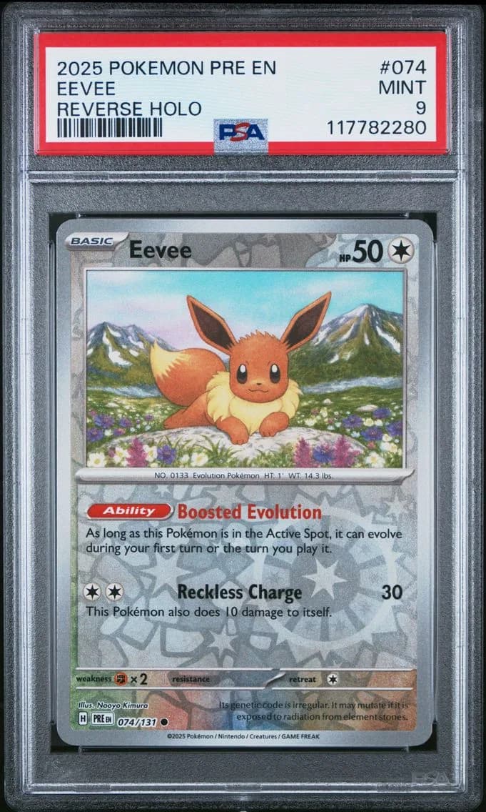Eevee Reverse Holo, Prismatic Evolutions, PSA 9