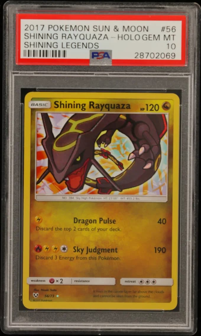 Shining Rayquaza-Holo, Sun & Moon Shining Legends, PSA 10