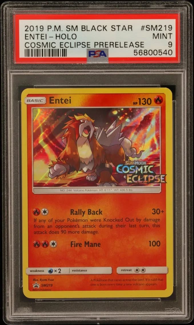 Entei-Holo, SM Black Star Promo, PSA 9