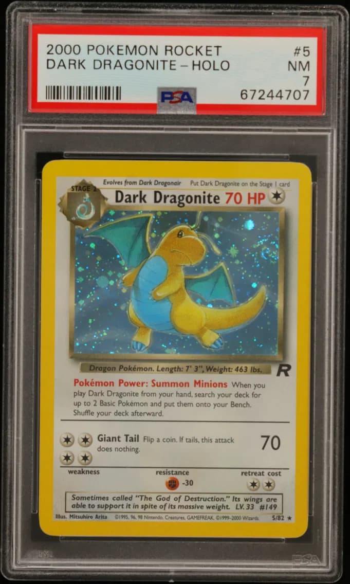 Dark Dragonite-Holo, Rocket, PSA 7