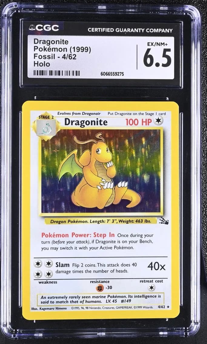 Dragonite, Fossil - Unlimited, CGC 6.5