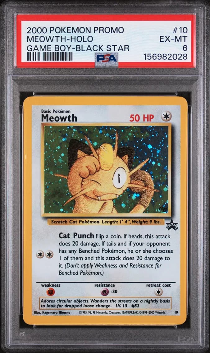 Meowth-Holo, Promo Black Star, PSA 6