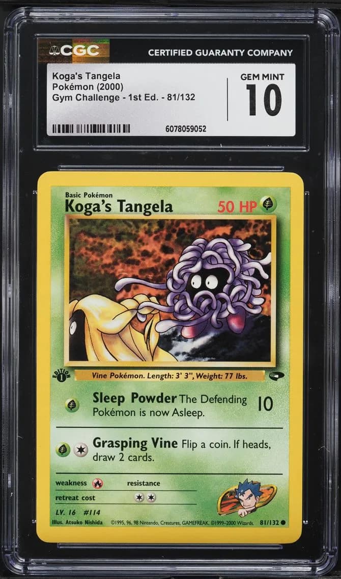 Koga's Tangela 1st Edition, Gym Challenge - 1st Edition, CGC 10