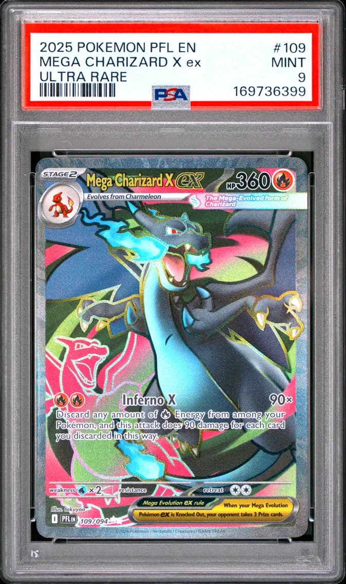 Mega Charizard X EX, Phantasmal Flames, PSA 9