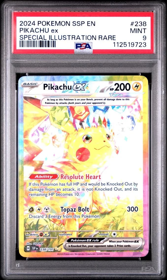 Pikachu EX, Surging Sparks, PSA 9