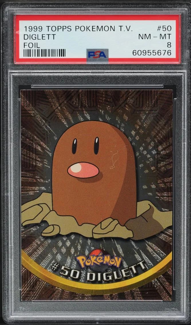 Topps Tv Foil Diglett, Topps Pokemon TV, PSA 8