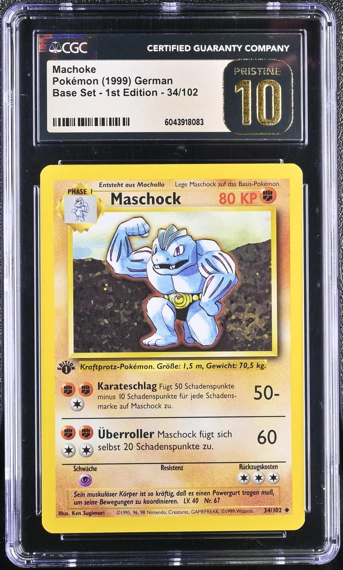 Machoke, Base Set - 1st Edition - German, CGC 10