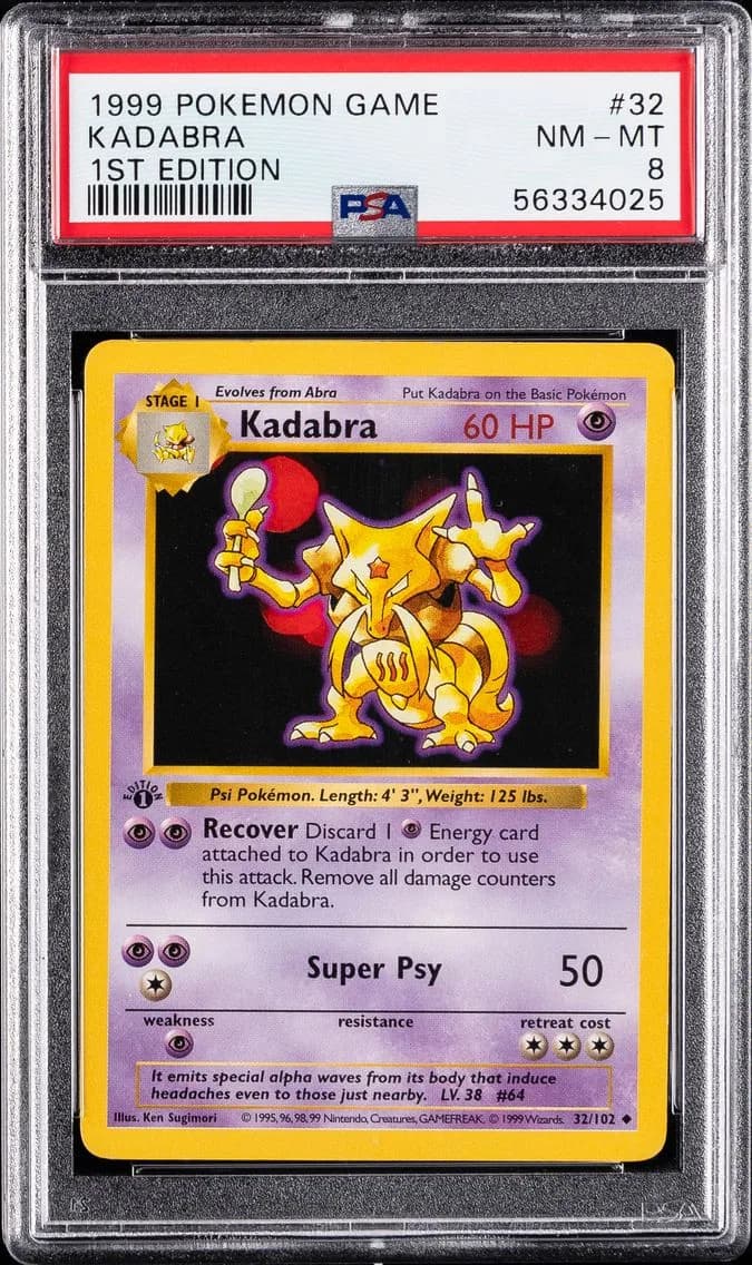 Kadabra 1st Edition, Game, PSA 8