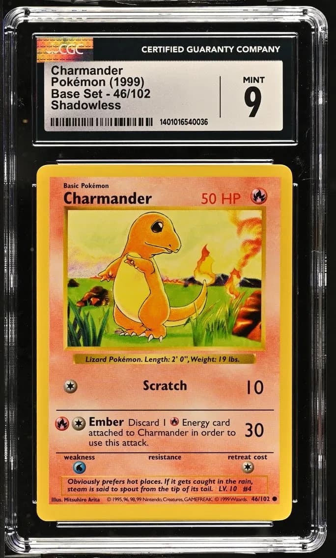 Charmander, Base Set (Shadowless), CGC 9