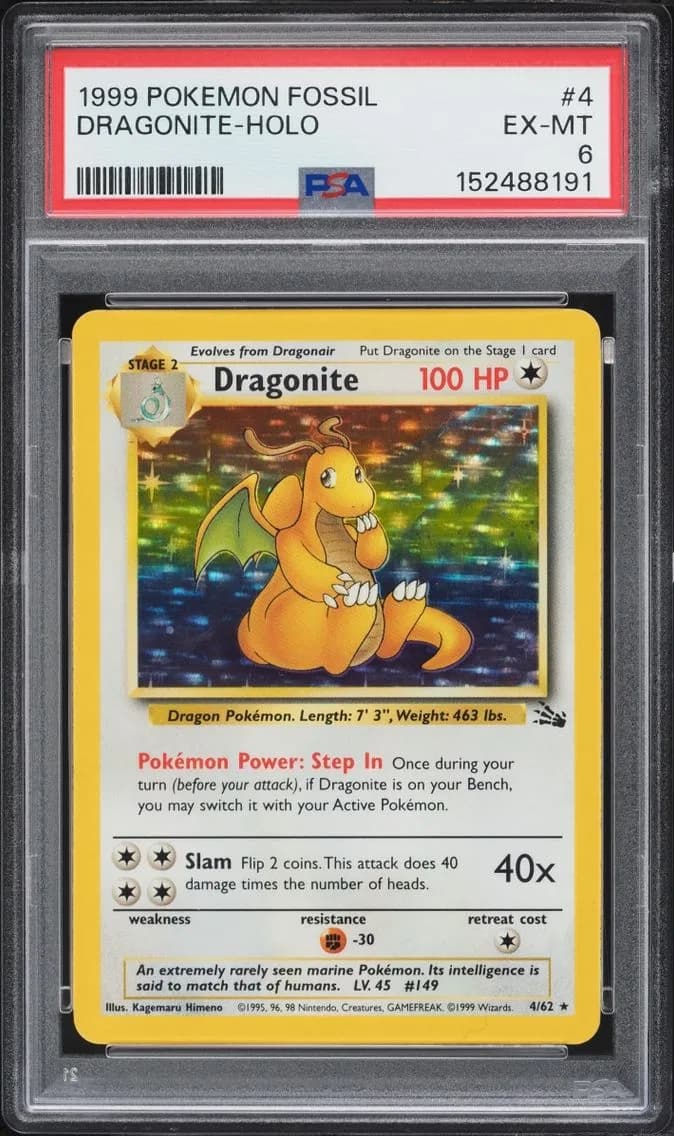 Fossil Holo Dragonite EXMT, Fossil, PSA 6