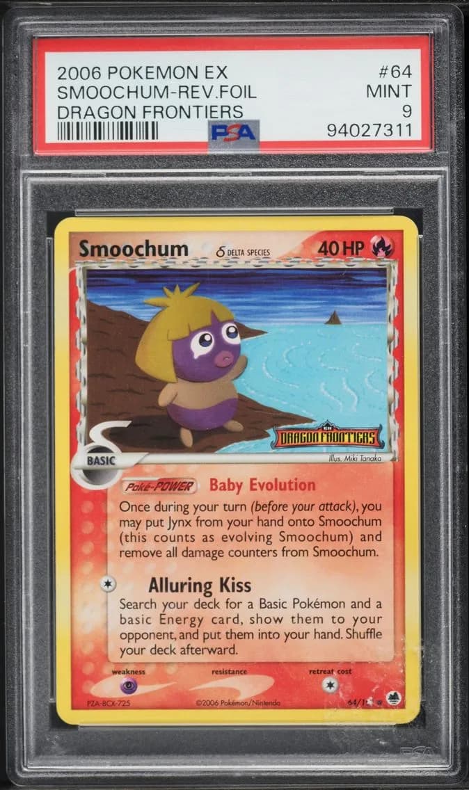 Smoochum-Reverse Foil, EX Dragon Frontiers, PSA 9