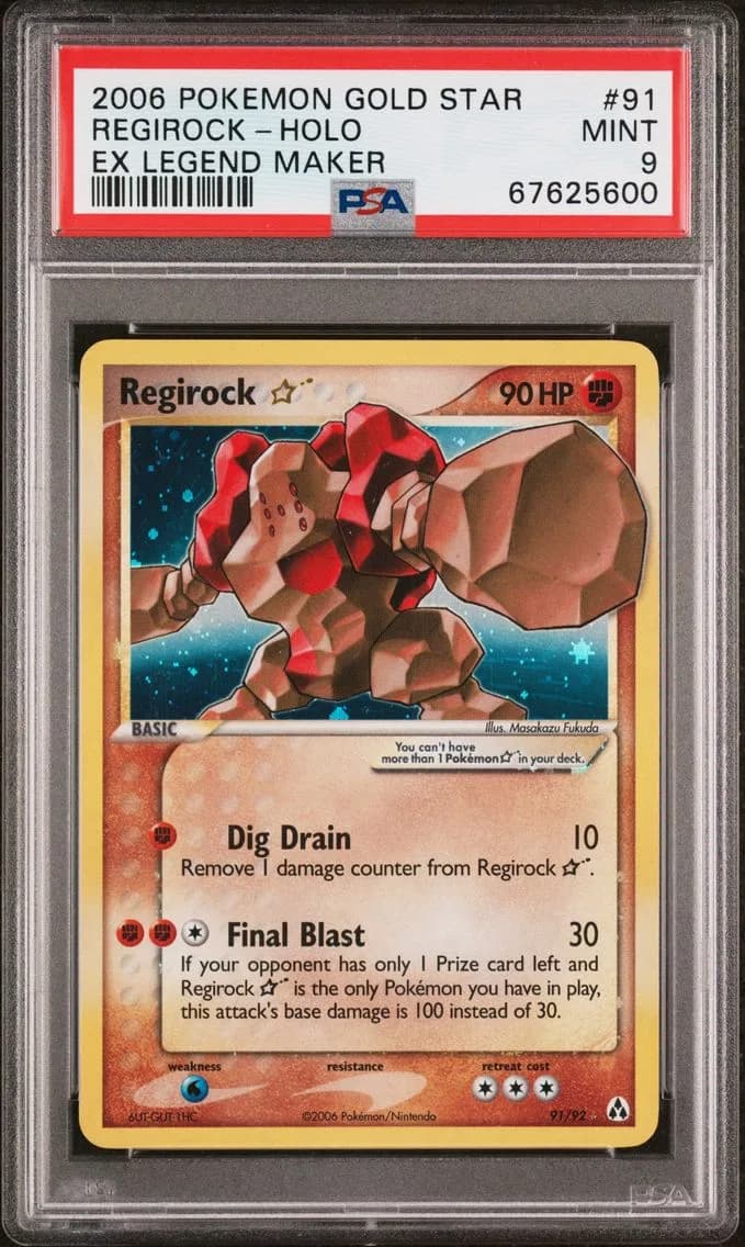 Regirock-Holo Gold Star, EX Legend Maker, PSA 9
