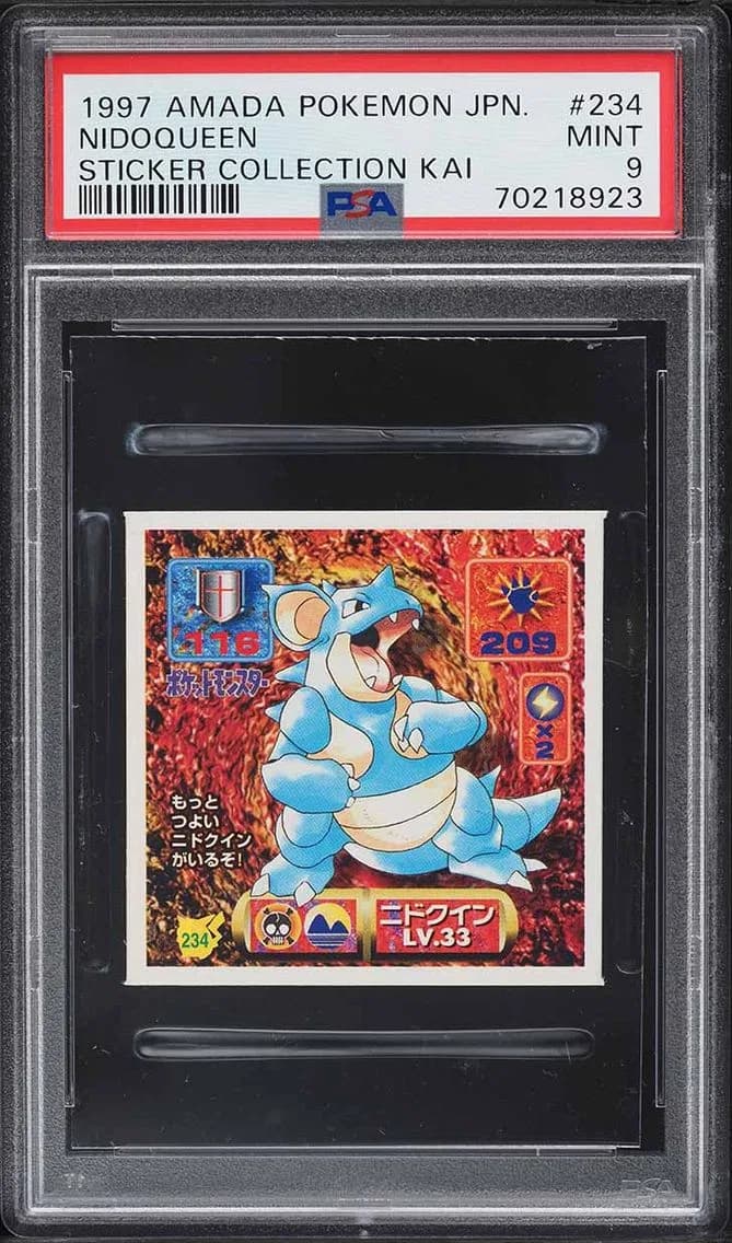 Kai Nidoqueen, Amada Pokemon Japanese Sticker Collection Kai, PSA 9
