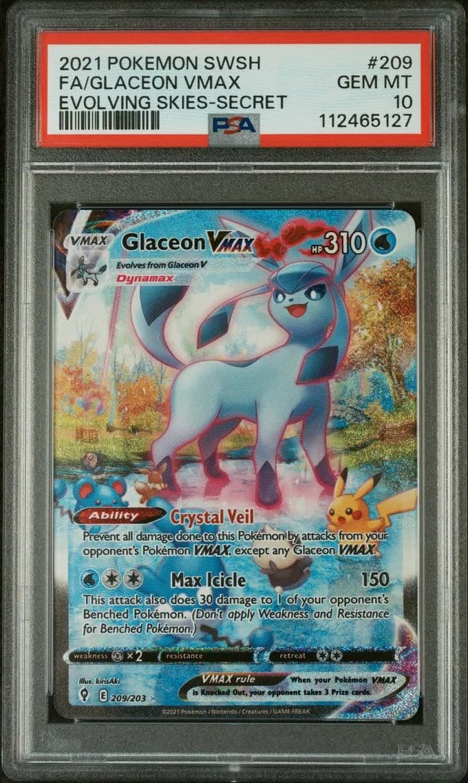 Glaceon VMAX, Sword & Shield Evolving Skies, PSA 10