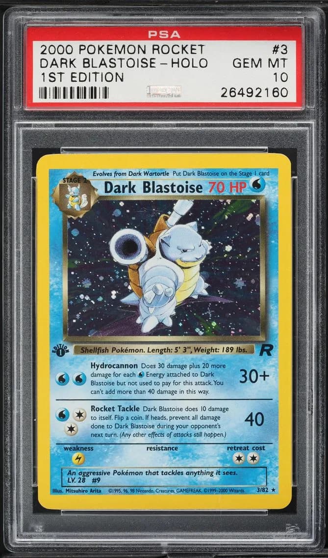 Dark Blastoise-Holo 1st Edition, Rocket, PSA 10